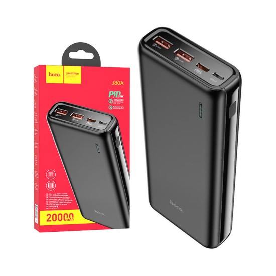 Hoco Power Bank J80A Premium (2 USB+ Type-C) 22.5W 20000mAh Black